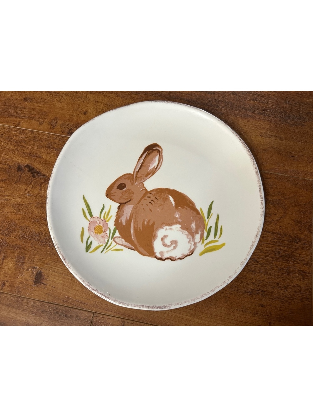 Threshold Ceramic Bunny Plate with Floral Design